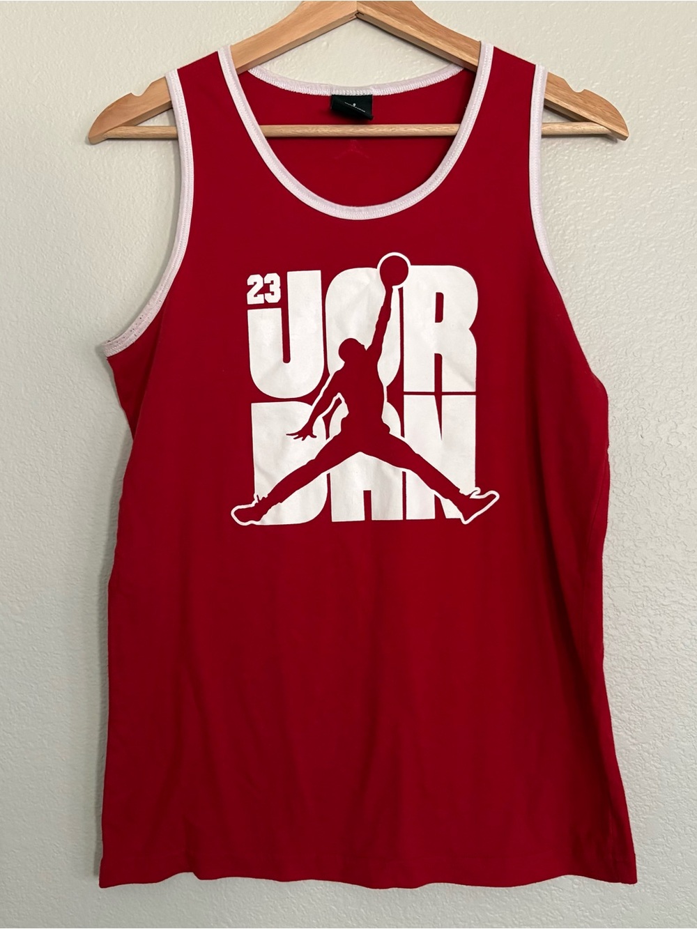 Jordan Red Tank with White Jumpman Graphic
